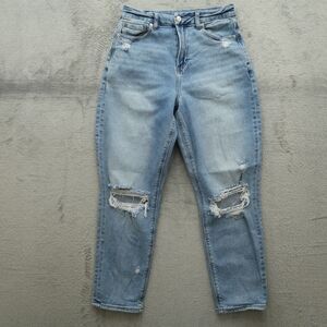 American Eagle Mom Jeans Women's 4S High-Rise Curvy Denim 26" Inseam Destroyed